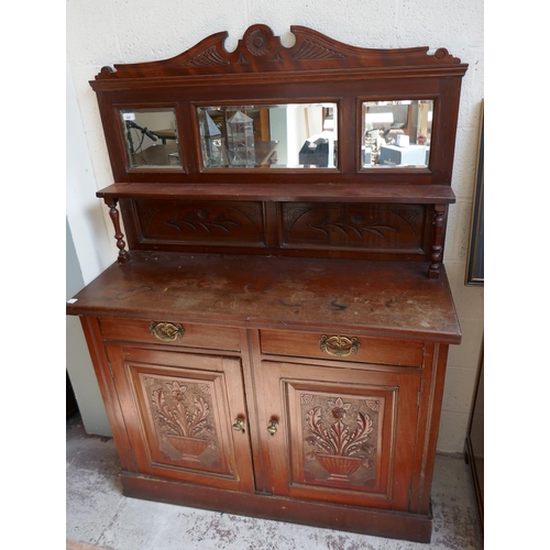 345 - Mahogany mirror-back sideboard - Approx W: 119cm D: 43cm H: 167cm