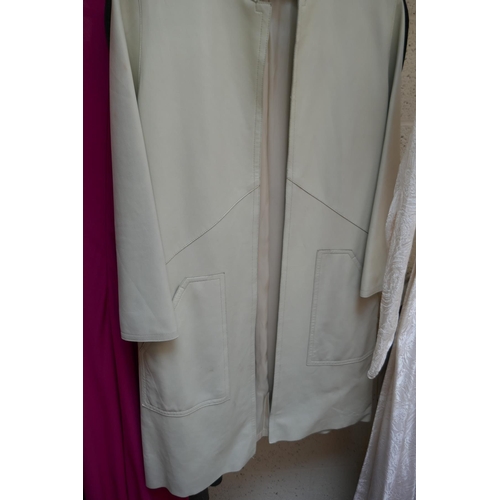 350 - Collection of vintage clothing to include Jean Muir cream leather coat size 12, Cojana London Cape, ... 