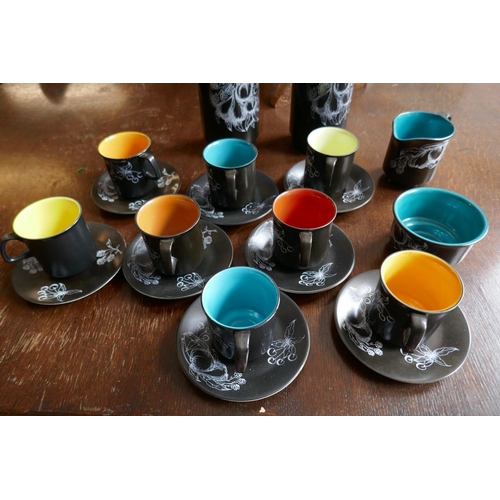 360 - Crown Devon Coffee service Harlequin design circa 1960's