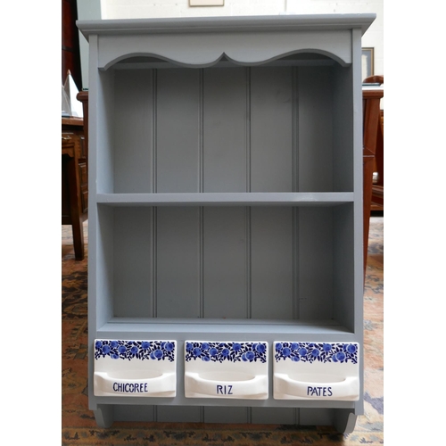 363 - Kitchen shelves with ceramic drawers - Approx W: 61cm D: 17cm H: 90cm