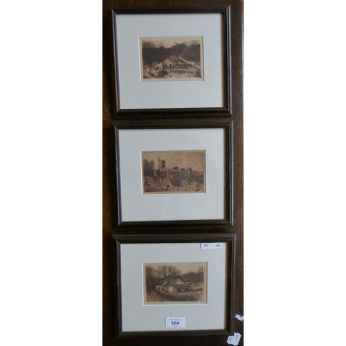 364 - 3 late 19thC etching inscribed ands initialled F.E.E