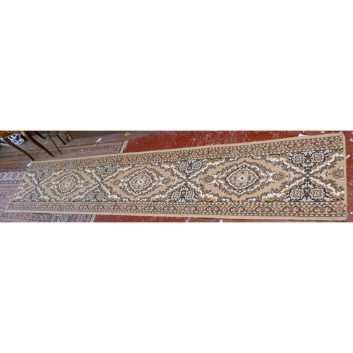 376 - Brown patterned runner - Approx size: 61cm x 300cm