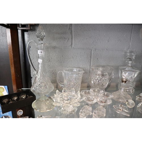 378 - Collection of crystal etc to include silver collared decanter