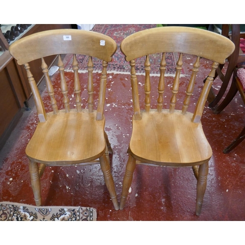 386 - Pair of beech farmhouse kitchen chairs