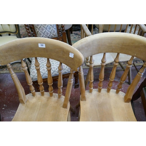 386 - Pair of beech farmhouse kitchen chairs