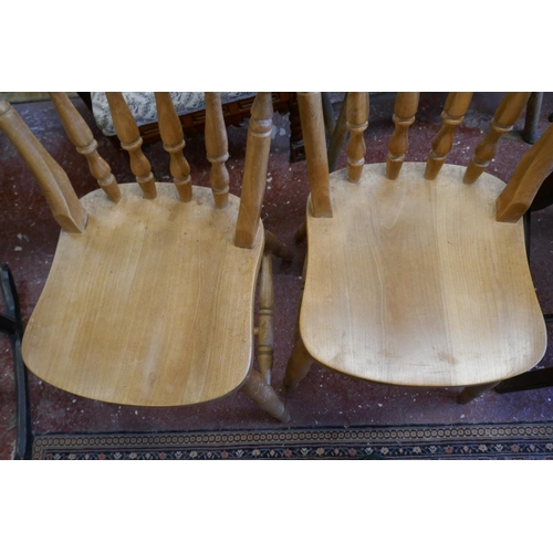 386 - Pair of beech farmhouse kitchen chairs