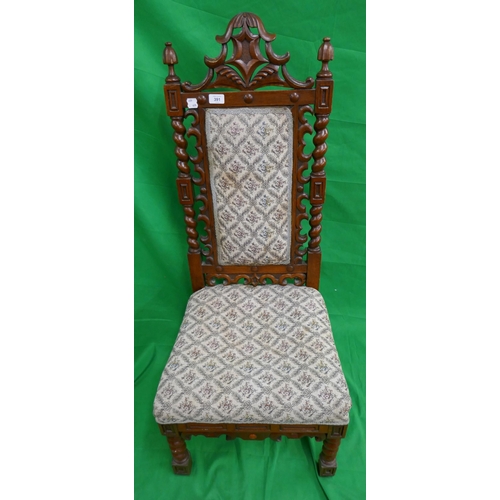 391 - Carved oak barley-twist chair