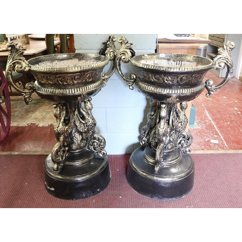 404 - Pair of cast pedestal planters - Approx height: 102cm