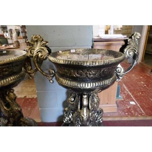 404 - Pair of cast pedestal planters - Approx height: 102cm