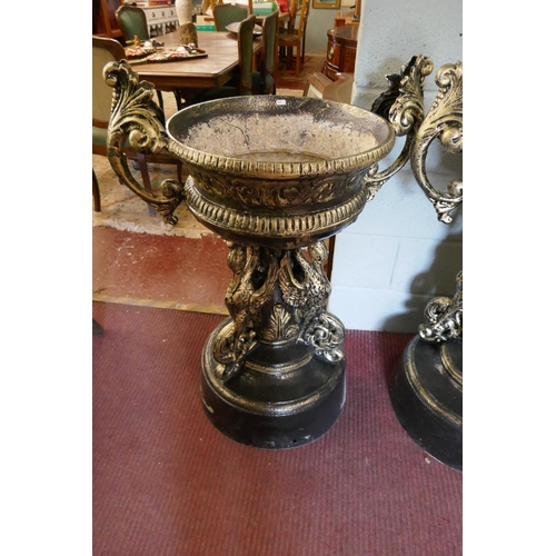 404 - Pair of cast pedestal planters - Approx height: 102cm