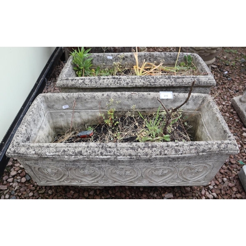 419 - Pair of stone trough planters