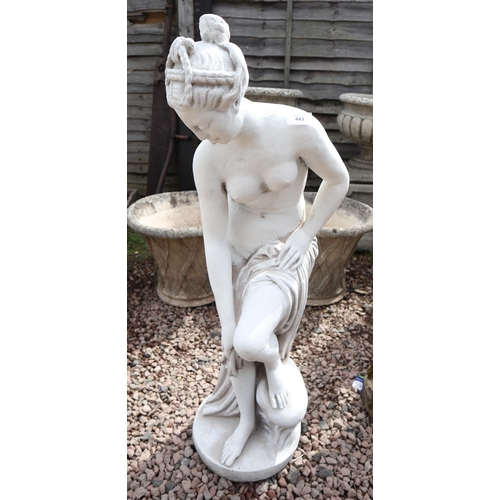 443 - Painted stone statue of nude - Approx height: 107cm