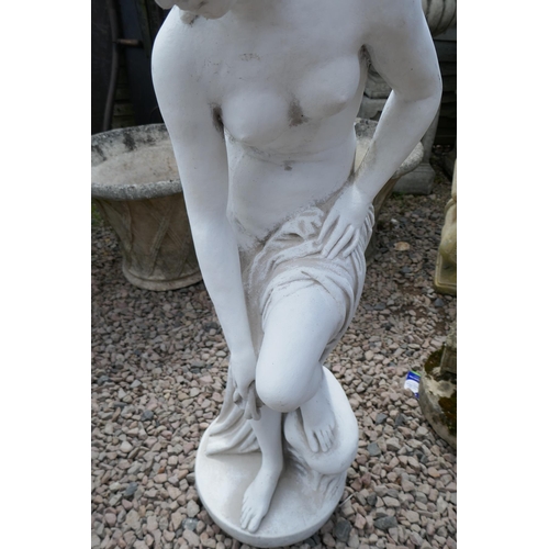 443 - Painted stone statue of nude - Approx height: 107cm