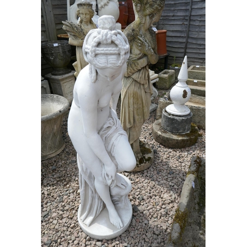 443 - Painted stone statue of nude - Approx height: 107cm