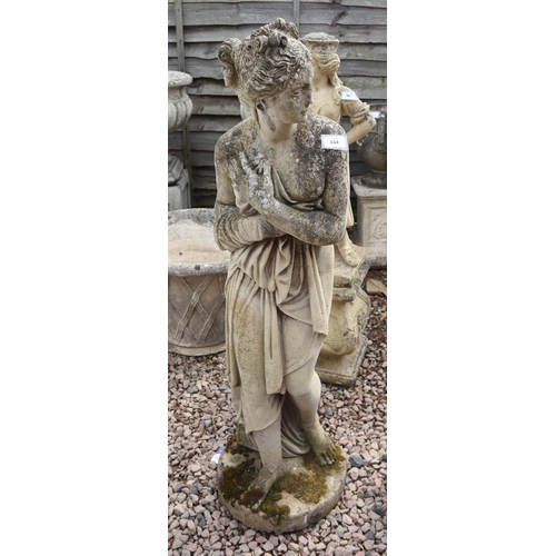 444 - Large stone statue of lady - Approx height: 121cm