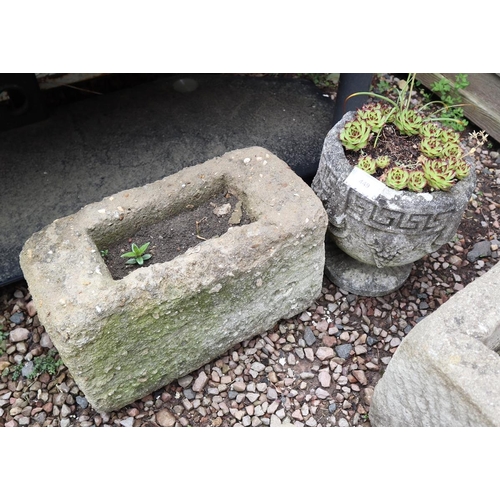 449 - Stone pedestal planter and a trough planter