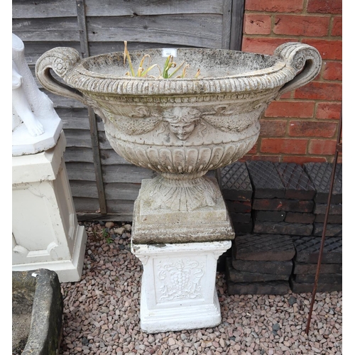 460 - Large oval pedestal planter on plinth - Approx height: 101cm