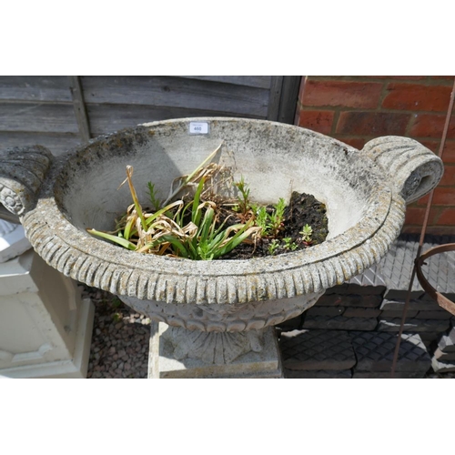 460 - Large oval pedestal planter on plinth - Approx height: 101cm