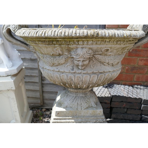 460 - Large oval pedestal planter on plinth - Approx height: 101cm