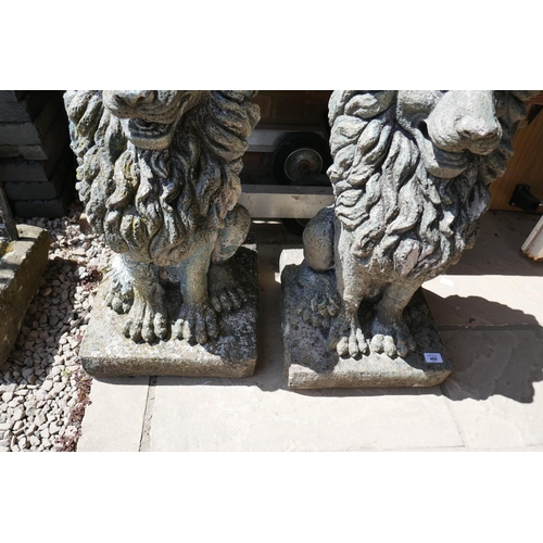 466 - Pair of large stone lions - Approx height: 73cm