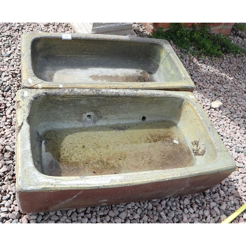 475 - Pair of stone flat troughs 