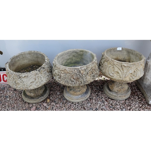 476 - Set of 3 stone pedestal planters