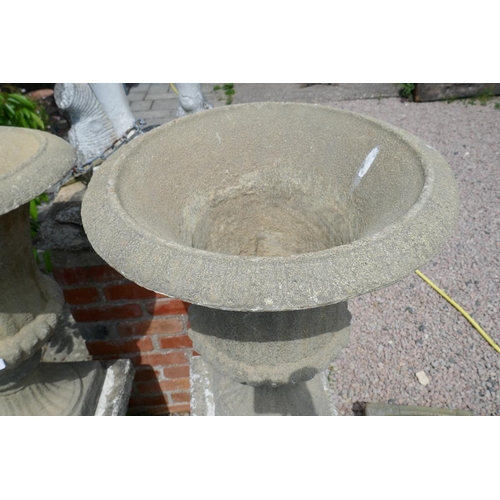 478 - Pair of large stone pedestal planters on plinths - Approx height: 136cm