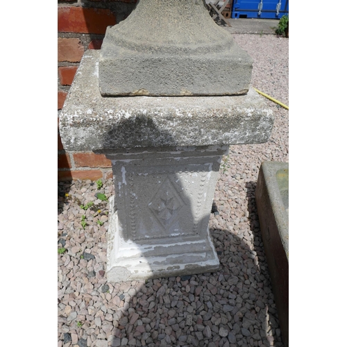 478 - Pair of large stone pedestal planters on plinths - Approx height: 136cm