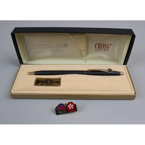 65 - L/E cased Cross pen of the British team at the 1992 Barcelona Olympics to include pin badge