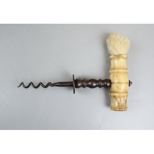 77 - Antique corkscrew with brush