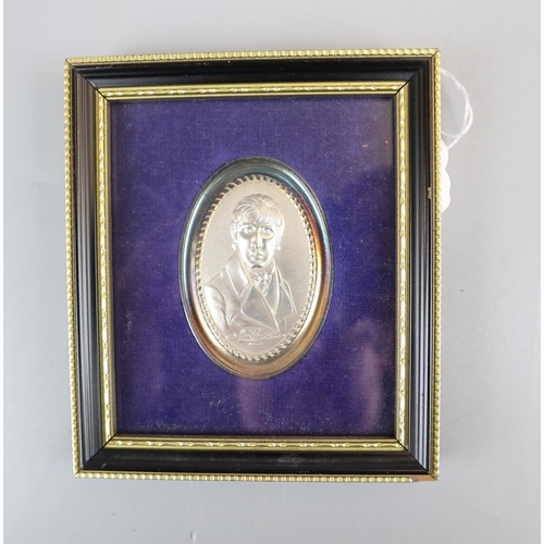 84 - Small white metal John Constable plaque