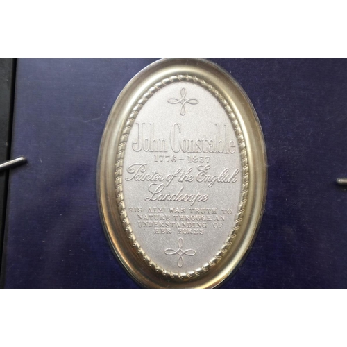 84 - Small white metal John Constable plaque