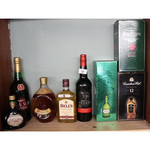 87 - Collection of booze to include Dimple, Bell's etc