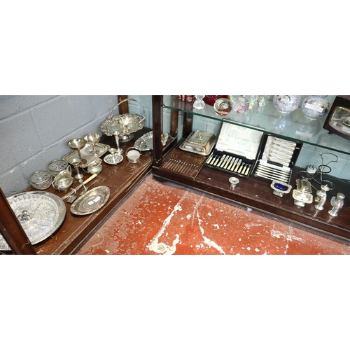 97 - Large collection of silver plated items etc over 2 selves