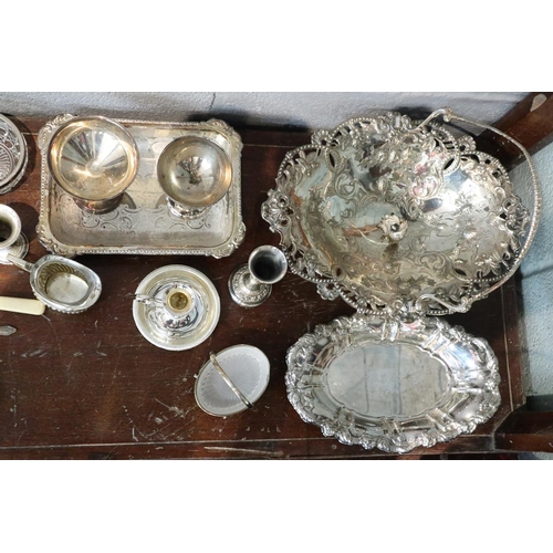 97 - Large collection of silver plated items etc over 2 selves