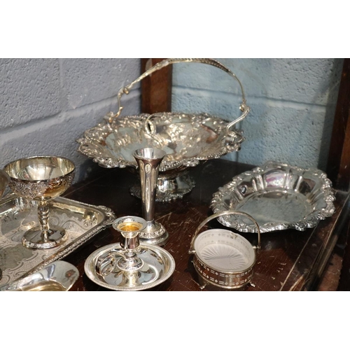 97 - Large collection of silver plated items etc over 2 selves