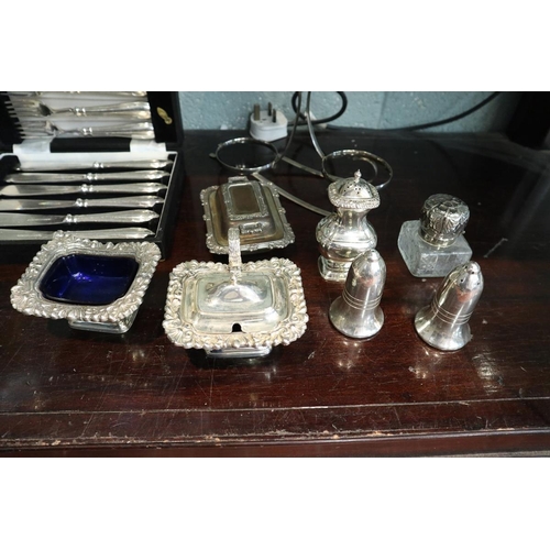 97 - Large collection of silver plated items etc over 2 selves