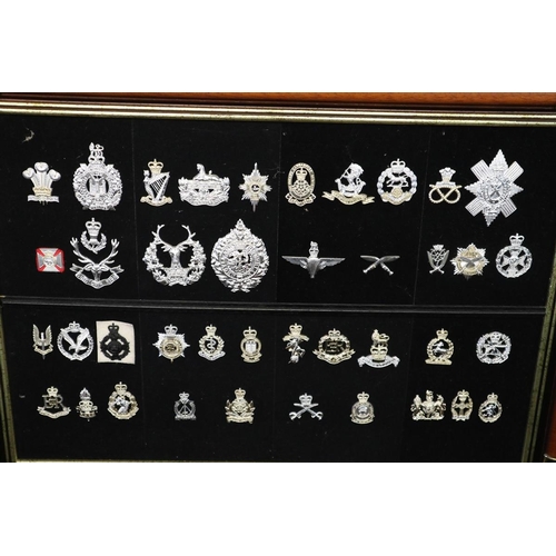 104 - 2 collections of framed military badges