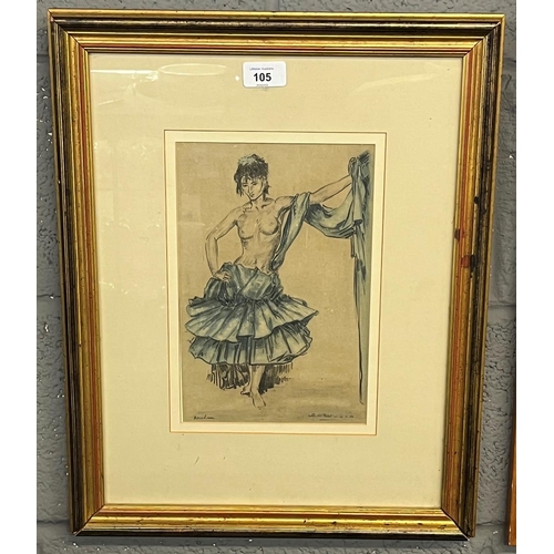 105 - Small sketch attributed to William Russell Flint - Approx. image size: 18cm x 27cm