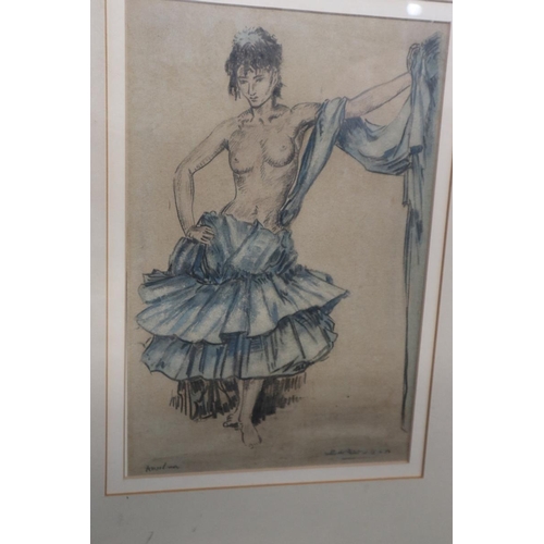 105 - Small sketch attributed to William Russell Flint - Approx. image size: 18cm x 27cm