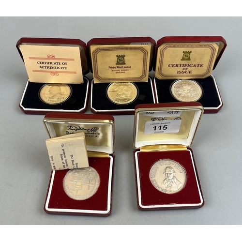 115 - 5 silver proof coins