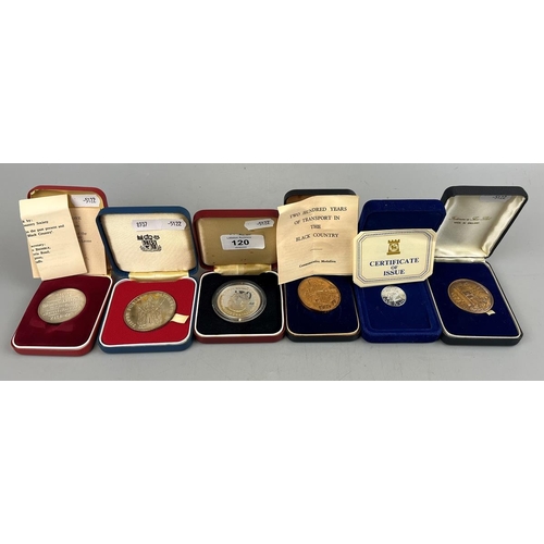 120 - 4 silver proof coins including a £1 coin and 2 commemorative medallions