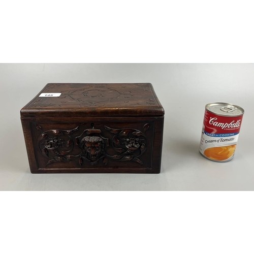 145 - Carved wooden trinket box - Approx: W: 25cm D: 17cm H: 12.5cm