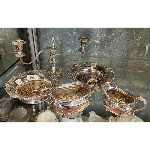 150 - Collection of silver plate to include pair of Champagne coasters