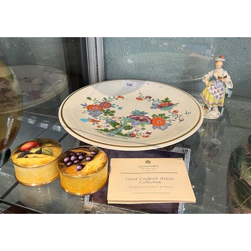 156 - Coalport L/E trinket boxes along with Meissen Lady Ornament and Meissen wall plate