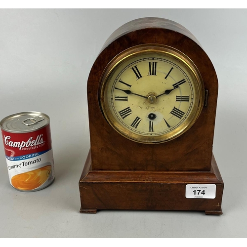 174 - Victorian walnut mantle clock