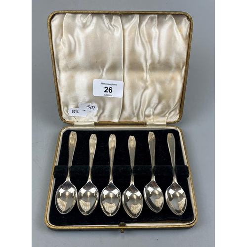 26 - Cased set of 6 hallmarked silver teaspoons