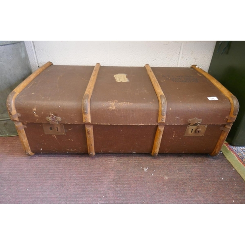 345 - Wooden bound travellers trunk