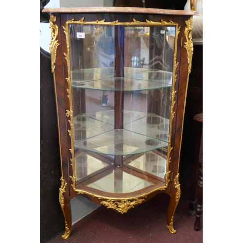 350 - French marble top corner display cupboard