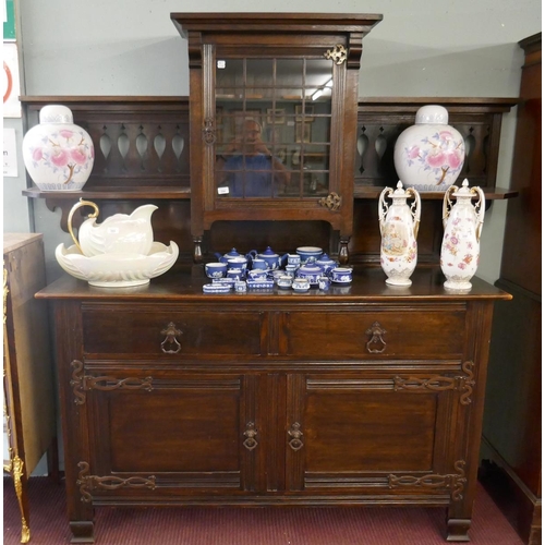 354 - Arts & Crafts oak cabinet - Approx: W: 194cm D: 59cm H: 193cm